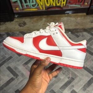 Nike Red and White Low-Top Sneakers